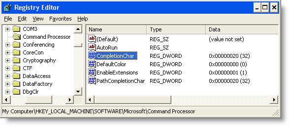 Windows Command Processor Windows 2000 Settings